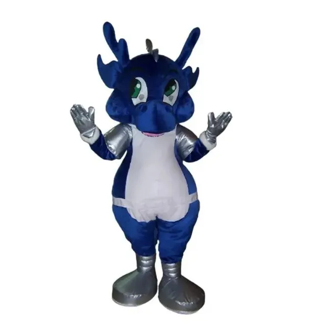 2024 Blue Dragon Maskottchen Kostüm Halloween Weihnachten Fancy Party Cartoon Charakter Outfit Anzug Erwachsener Frauen Männer Kleid Carnival Unisex Erwachsene