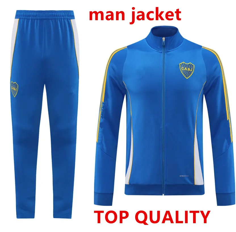 24 25 Boca Juniors Adult Tracksuit Jacke Long Reißverschluss Herren -Fußballjacke Set, Long Sleeve Football Training Suit, Maradona Tevez de Rossi 2024 2025 Trainingsanzug