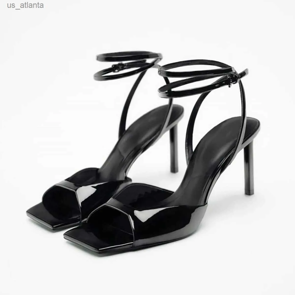 Chaussures habillées Traf Rignestone Bow High Heels 2024 Été Transparent Sling Femmes Nouveaux sandales ouvertes pointues Pompe H240403JDTM