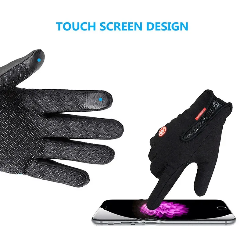 Elesyde Thermal Winter Gloves – Waterproof, Windproof, Touchscreen – Unisex Black Mittens