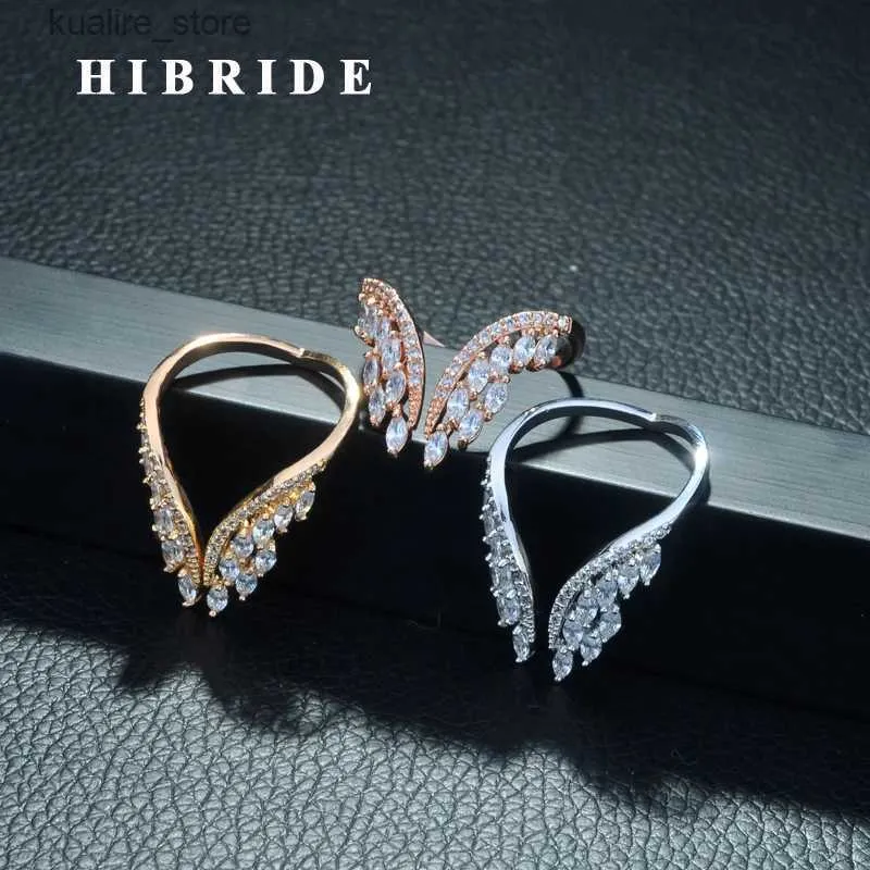 Cluster anneaux Hibride Nouveaux bijoux à la mode pour femmes faites à la main AAA CUBIC Zirconia Butterfly Wing Rattment Womens Wedding Rague BiJourx R-266 L240402