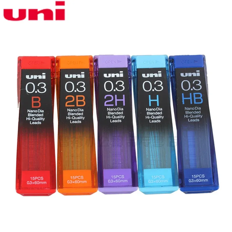 Pencils 5 tubes/lot (15pcs/tube) Uni 202ND 0.3mm Mechanical pencil refills Drawing special leads B/H/HB/2B