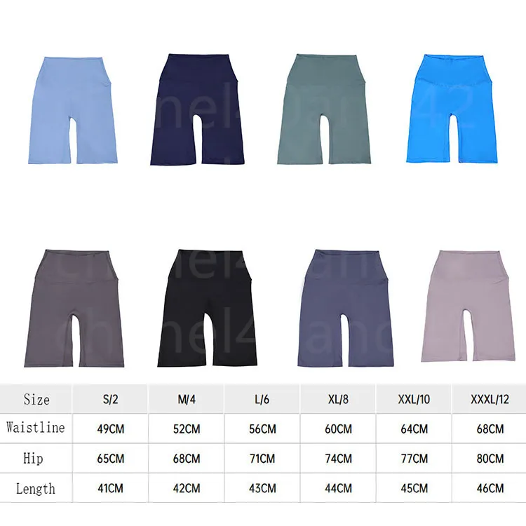 LL Yoga Quinto pantaloni senza contenitore imbarazzante Pantaloni da yoga ad alta vita indossano donne sportive che corrono pantaloncini all'ingrosso