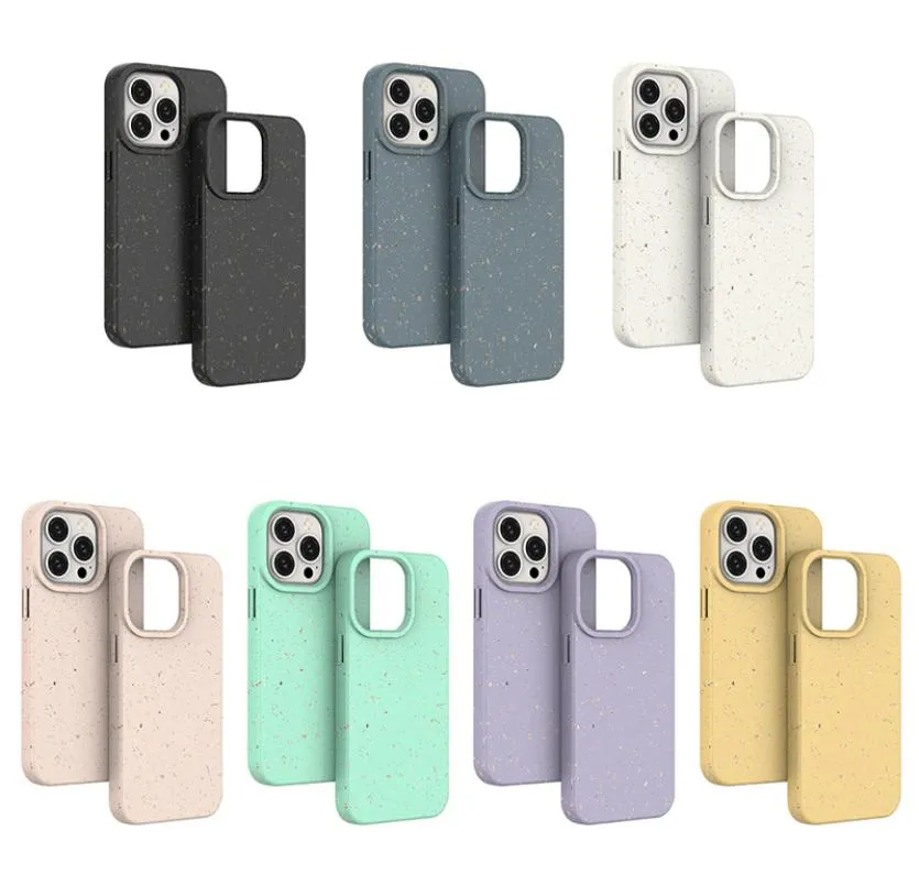 Cas de téléphones portables Case de téléphone mobile entièrement dégradable adapté à Apple iPhone13 12 11 XR XS Pro Max Mini Wheat Straw PLA Environme1129541