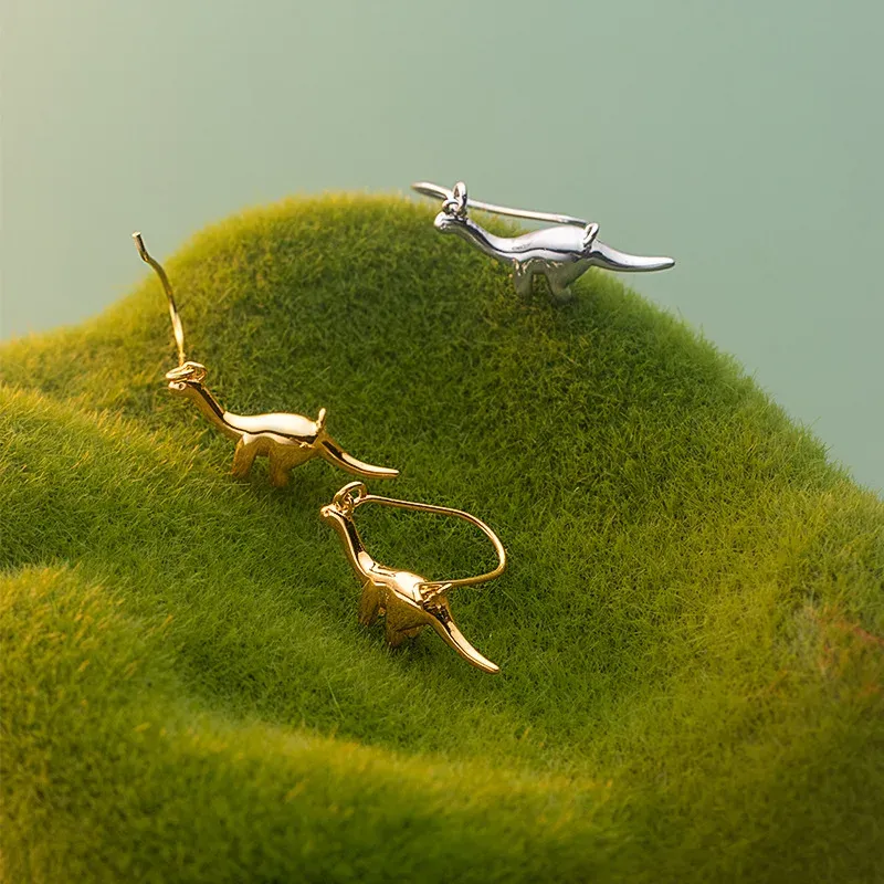 Orecchini insoliti orecchini a cerchio di dinosauro per adolescenti 925 ganci in argento sterling in oro orecchini per animali gravi donne regali