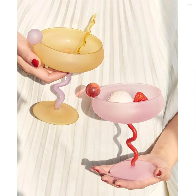 Wine Glasses Jelly Bean Goblet Frosted Dessert Cup Ice Cream Cereal Bowl Glass Lovely Gift Instagram Strawberry Cups Kawaii Mug