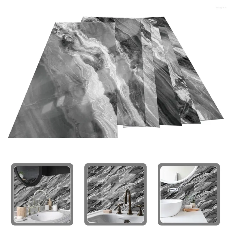 Bakgrundsbilder 6 datorer Imitation DIY Tile DECALS för dekor vattentät skal och plattor backsplash pvc badrumsdekorativ
