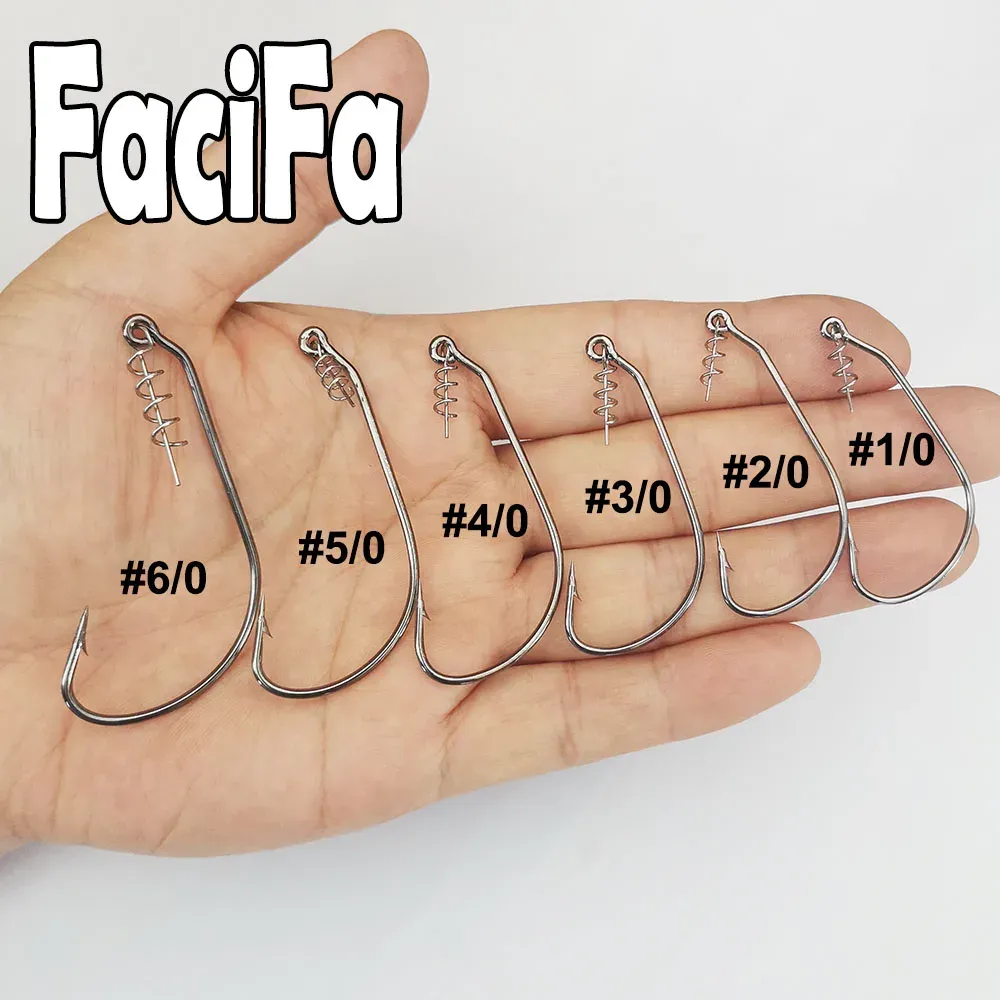 Spring Fish Hooks Fishing Worm Hooks with Spring Twist Lock for Soft Worm Lure Bass ...