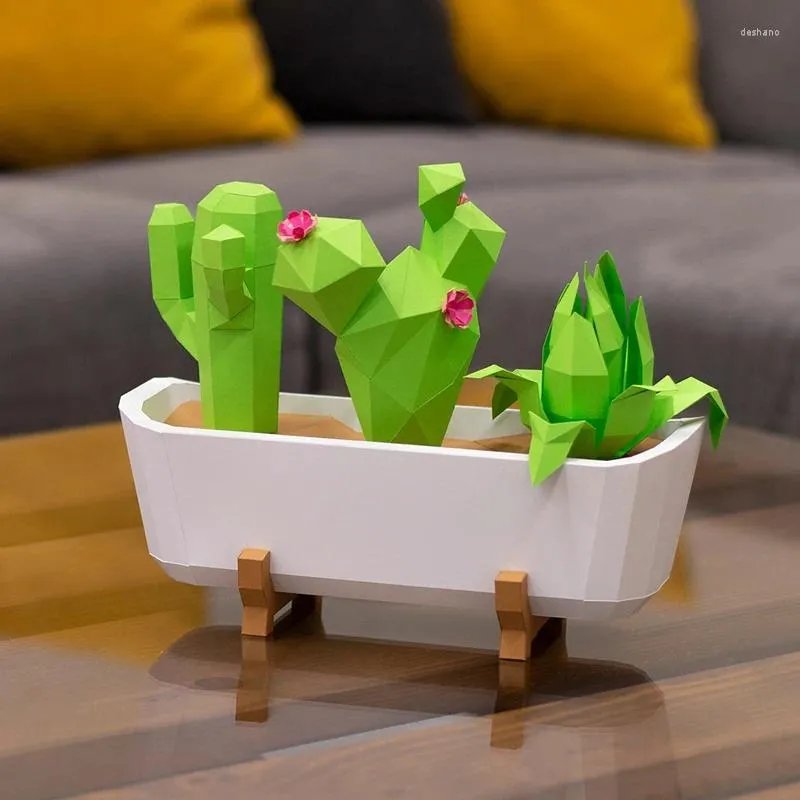 Party Decoration 3D Paper Mold Icke-Finished Cactus Model Folding Work Desk Table Diy Craft Home Decor Miniatures