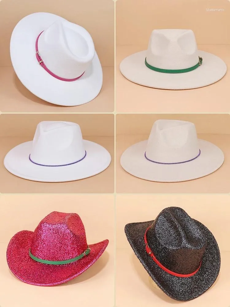 Basker damer västerländsk cowboy hatt mode rosa tillbehör bälte mahogny jazz utomhus sol visir fedora gentleman fest