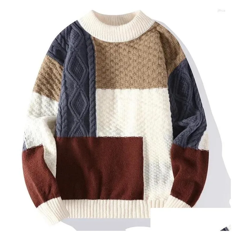 MONS SWEATERS SWEAR DE POMEGRO DE VINTO DE WINTRO POMO DE VEÇO DE VENDO AO VELA CREVELHO DE CREVELA Bordado Casual Droga Térmica Diretas Roupas Dh7aq