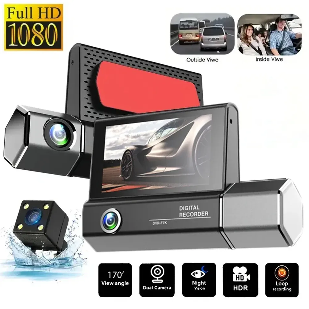 DVRS CAR DVR DVR de 3.0 pulgadas DVR DVR HD 1080P 3LENS Inside Dash Cam Camino Tresciano Cámaras DVRS Registrador de video Dashcam Cam