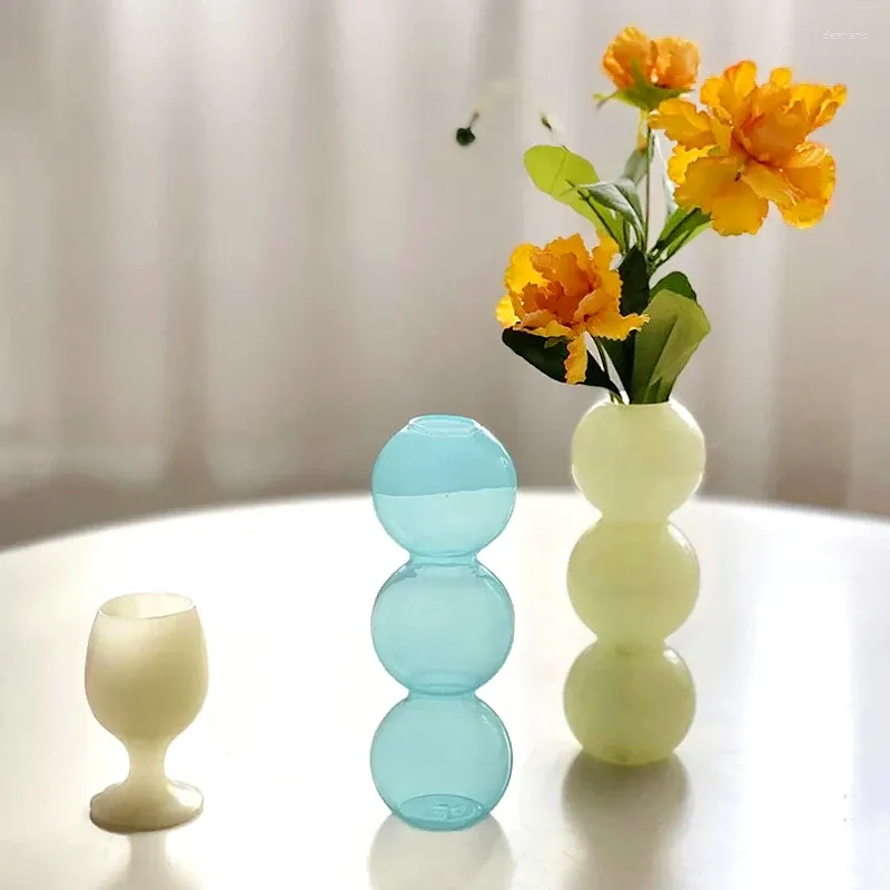 Vases 1pc créatif exquis mini coloré verre bulle vase drôle sphérique art hydroponique fleur décor à la maison artisanat cadeau d'anniversaire