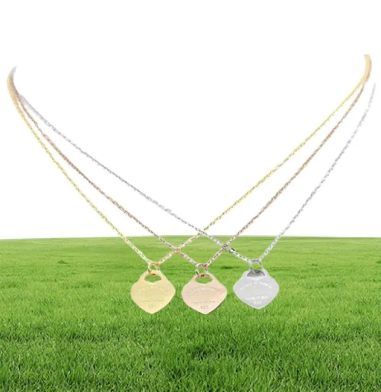 Juveligt rostfritt stål 18k guldpläterad halsband kort kedja silver hjärthalsband hänge på halsband kedjor för kvinnor coupl6857496