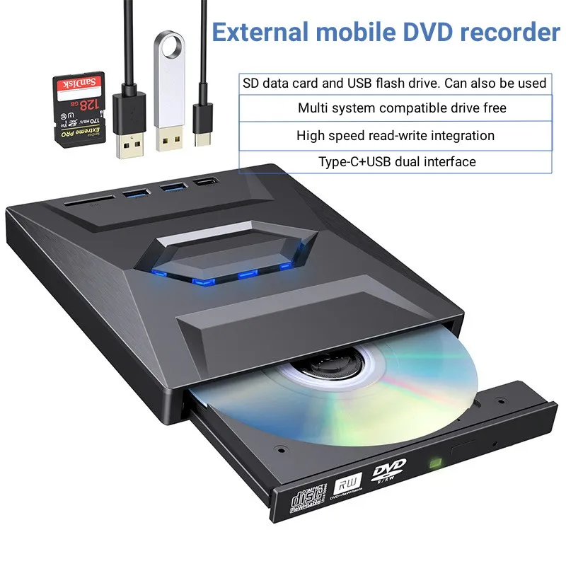 Slim USB Type C 3.0 DVD RW CD Writer one drive