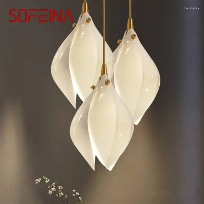 Chandeliers SOFEINA Luxury Chandelier Modern LED Lighting Creative Ceramics Magnolia Petal Decoration For Living Dining Room Bedroom