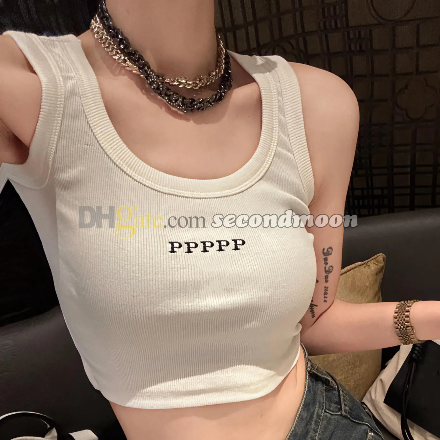 Outdoor Sport Tanks Top Women Embroidered Cropped Tops Designer Yoga T Shirts Knitted Vest