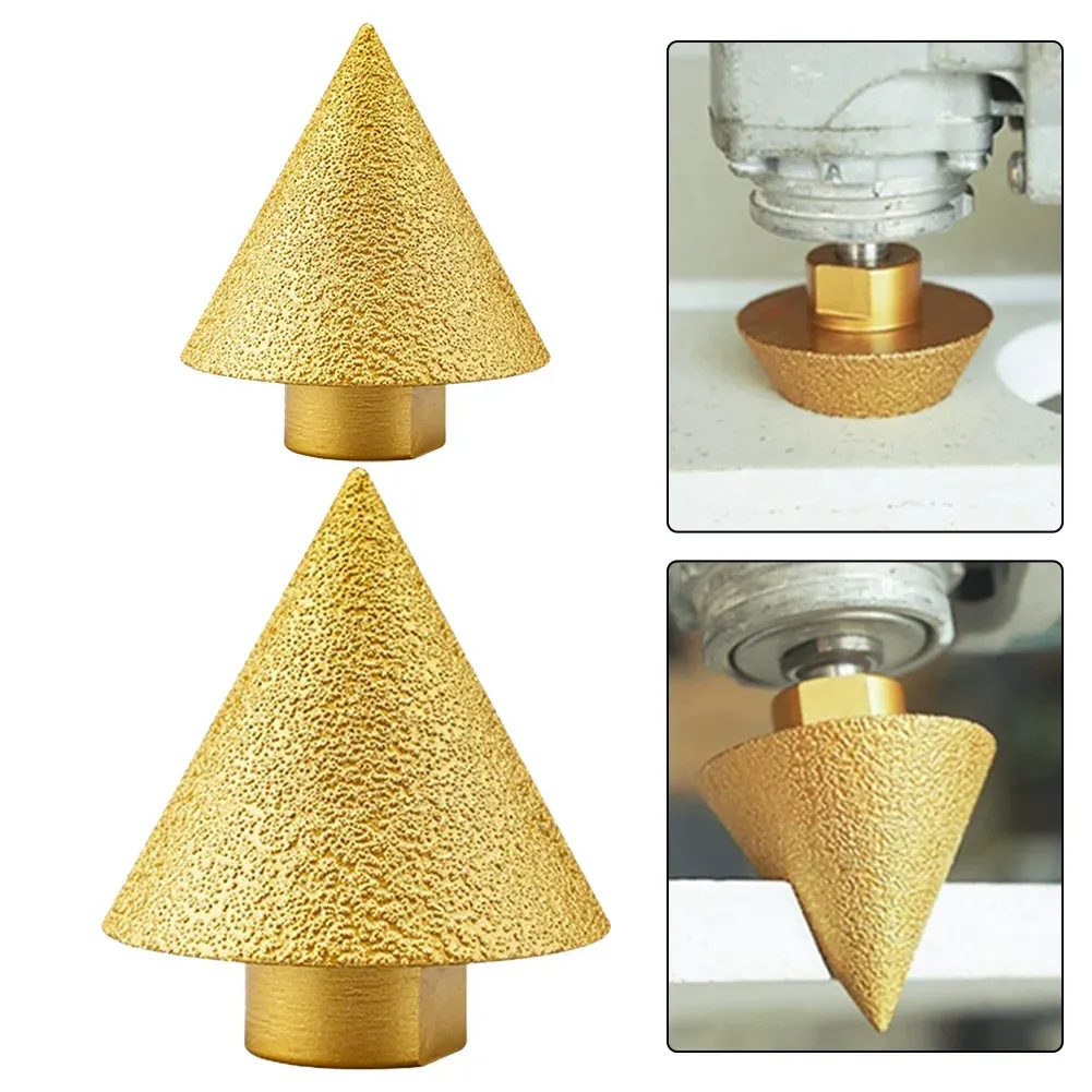 1pc M10 Thread Diamond Chamfer Countersink Bits Cone Carve Polishing Grinding Wheel For Porcelain Tiles Glass Cutter