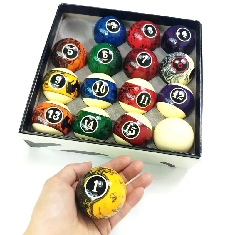 Xmlivet dernières 50.8mm/52.25mm/57.25 boules de billard en résine 16 pièces ensemble complet boules de Table de billard de haute qualité neuf boules de queue 240327