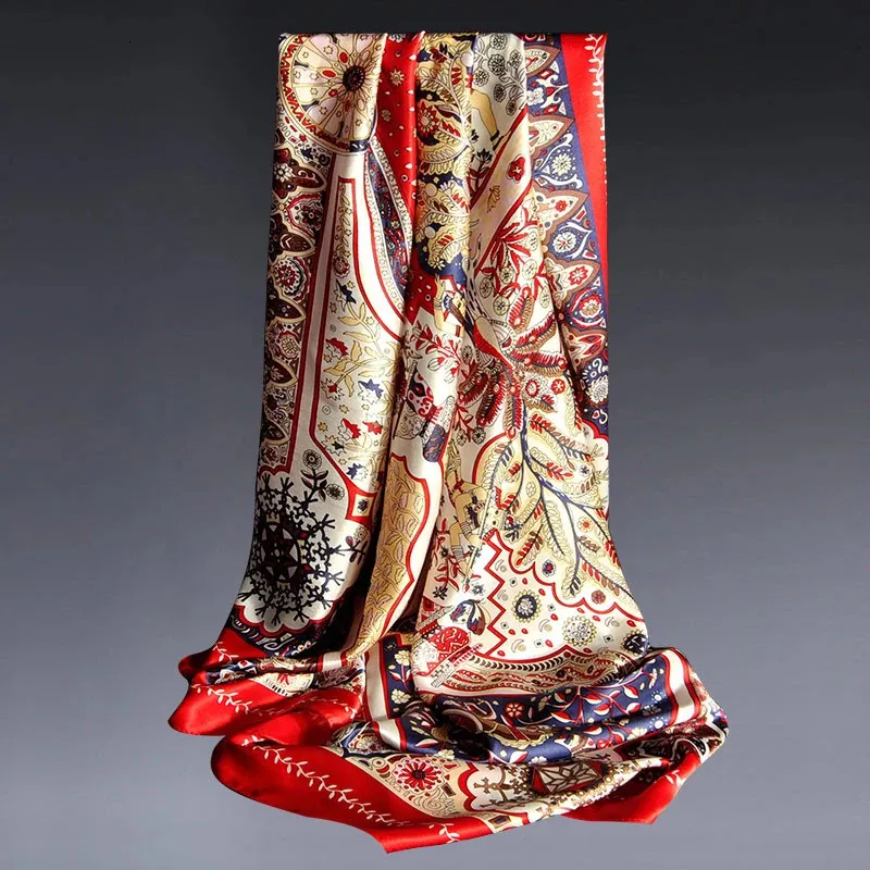 100% шелковый квадратный шарф Ханчжоу, женский квадратный шарф 110*110 см, брендовая большая бандана для мамы, платок с принтом, квадратные шарфы из натурального шелка 240322