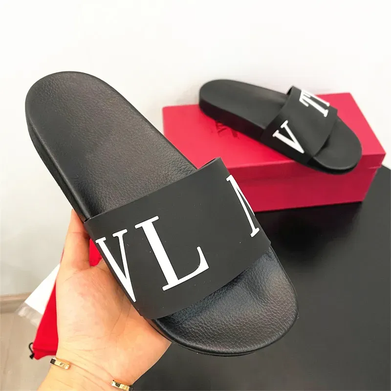 Women's White Leather V-Logo Slides - Red Sole, Rivet Detail