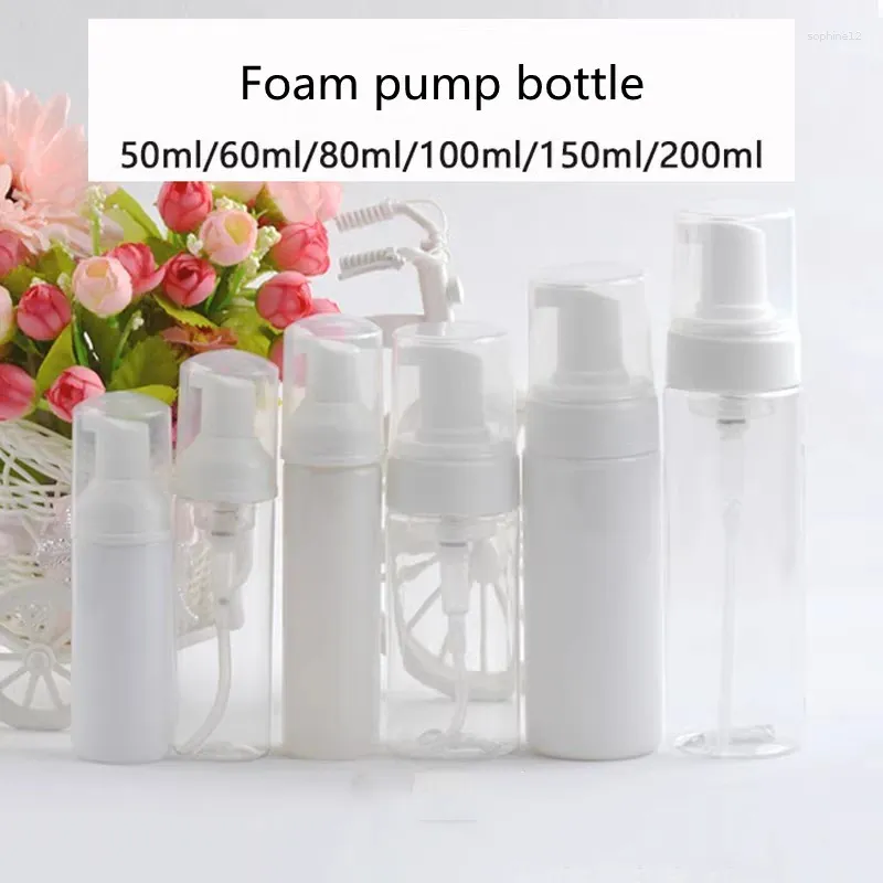 Opslagflessen 30 stks 50/80/100/150/200 ml Soap Foam Bottle Mousse Dispenser Douchel Pomp Pet Pet Facial Cleanser Lege container Travel