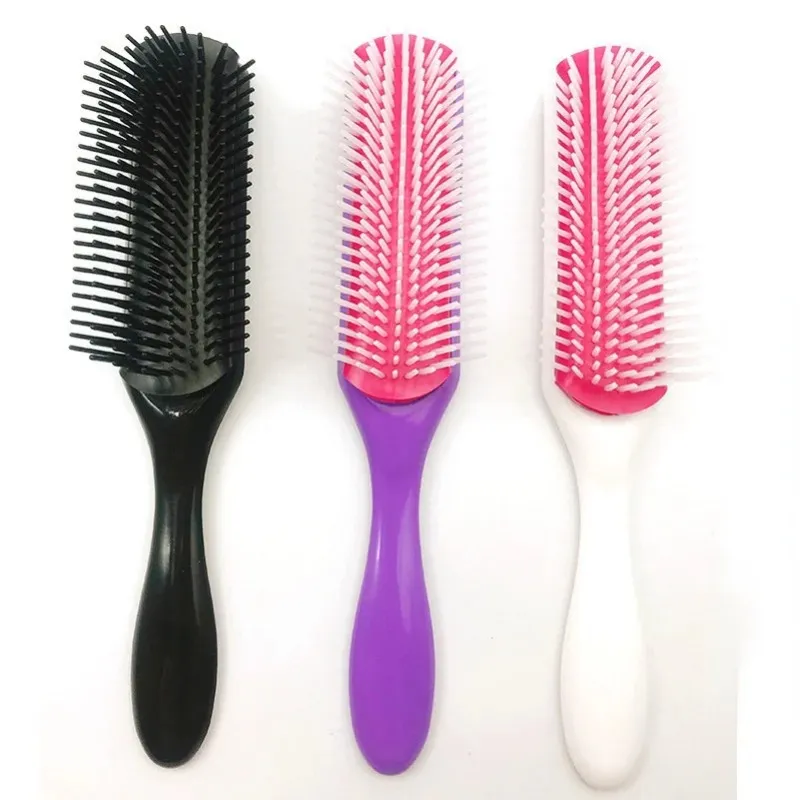 2024 9 Rows Styling Hair Brush Straight Curly Hair Detangling Comb Scalp Massage Detachable Hairbrush for Women Men Home Barber Salonfor
