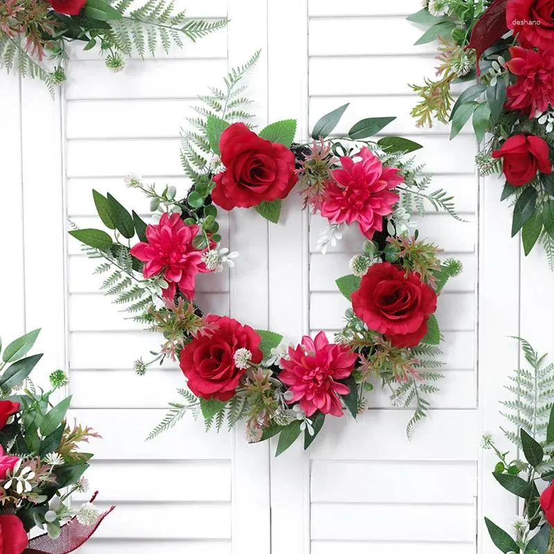 Fleurs décoratives 1pc Accueil Saint-Valentin Mère de l'année de mariage Simulation de décoration de fête de mariage Rose Red Département