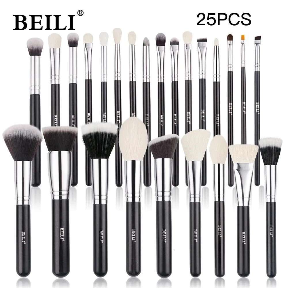 BEILI Black Goat Hair Professional Makeup Brushes Set Foundation Concealer Eyeshadow Blending Make Up Brush brochas maquillaje 240320