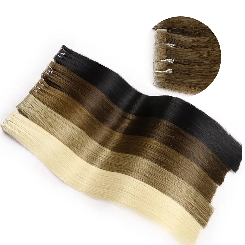 Extensions Toysww Straight PU Skin Weft Hand Tied Tape In Adhesives Virgin Human Hair Extensions 16"24" 40pcs Invisible Seamless Tape in