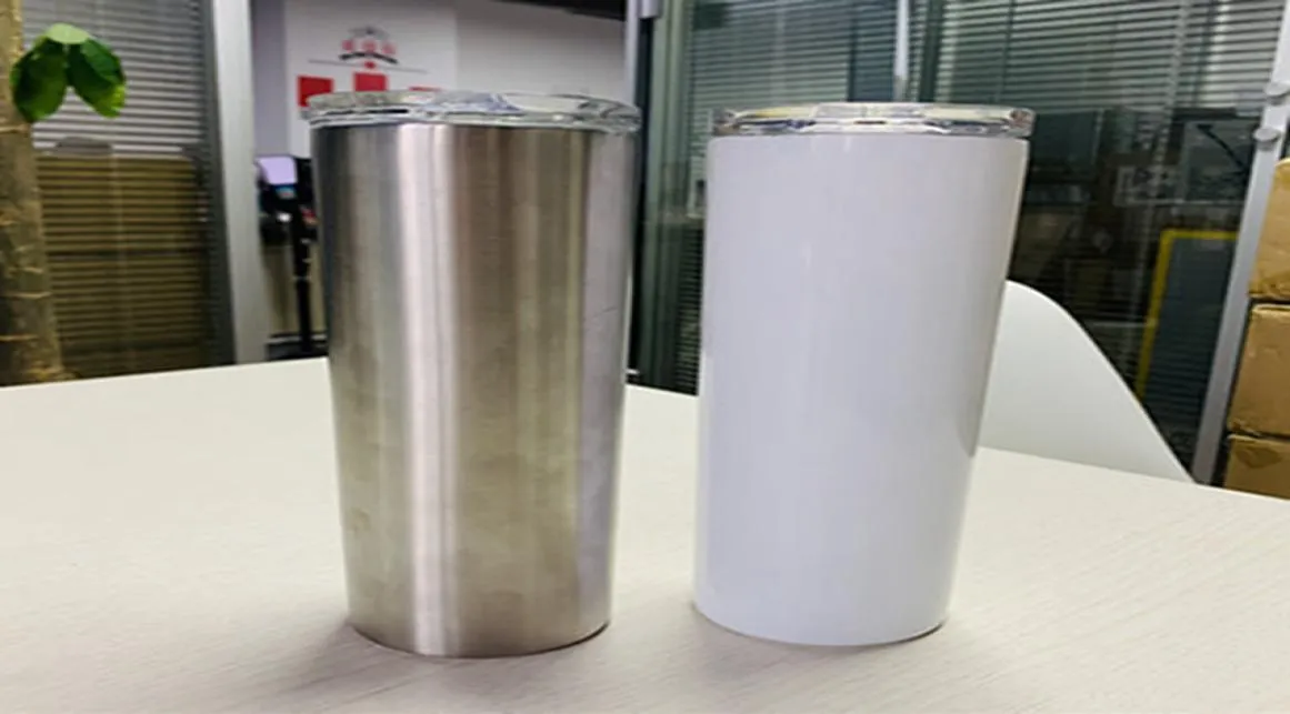 Witte Sublimatie Tuimelaars Slim Cup Skinny Cups Vacuüm Waterfles Koffiemok met Deksel Bierpullen Zee IIA4765173574