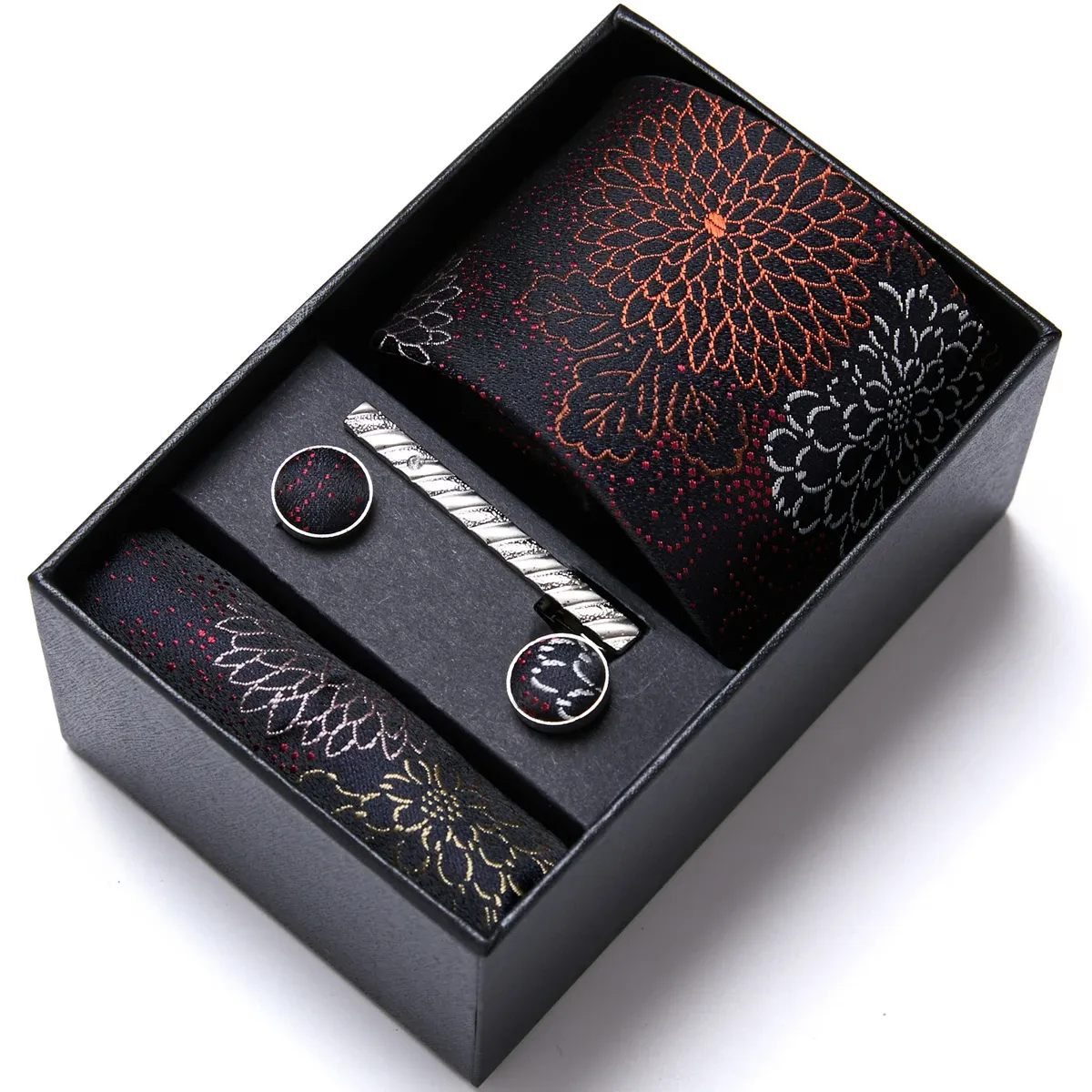 Wholesale Red tie a necktie with Pocket Square, Cufflinks