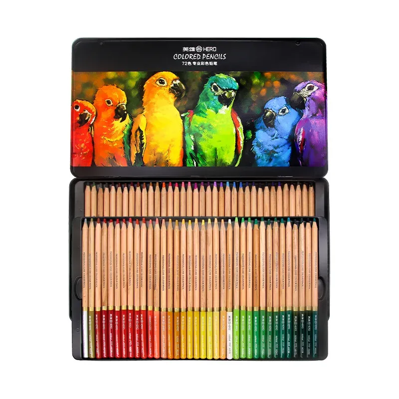 Pencils Professional Oil Colored Pencils 24/36/48/72 Colors Drawing Set Wood Coloured Pencils For Painting School Art Supplies Tin Box