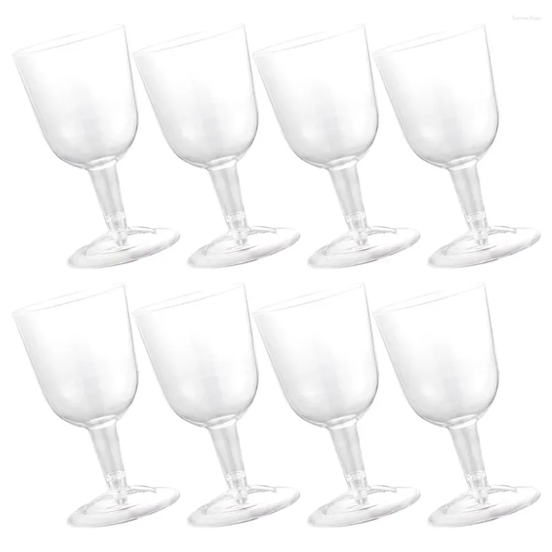 Copas descartáveis falhas 8 pcs vidro de plástico cleros s copos canecas pequenas sobremesas de sobremesa de copos práticos