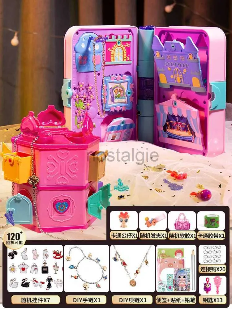 Kitchens Play Food New LUCKY Treasure Box Pagoda Demolition Music Girl Surprise Blind Box Magic Book DIY Jewelry Children Play House Toys 2443