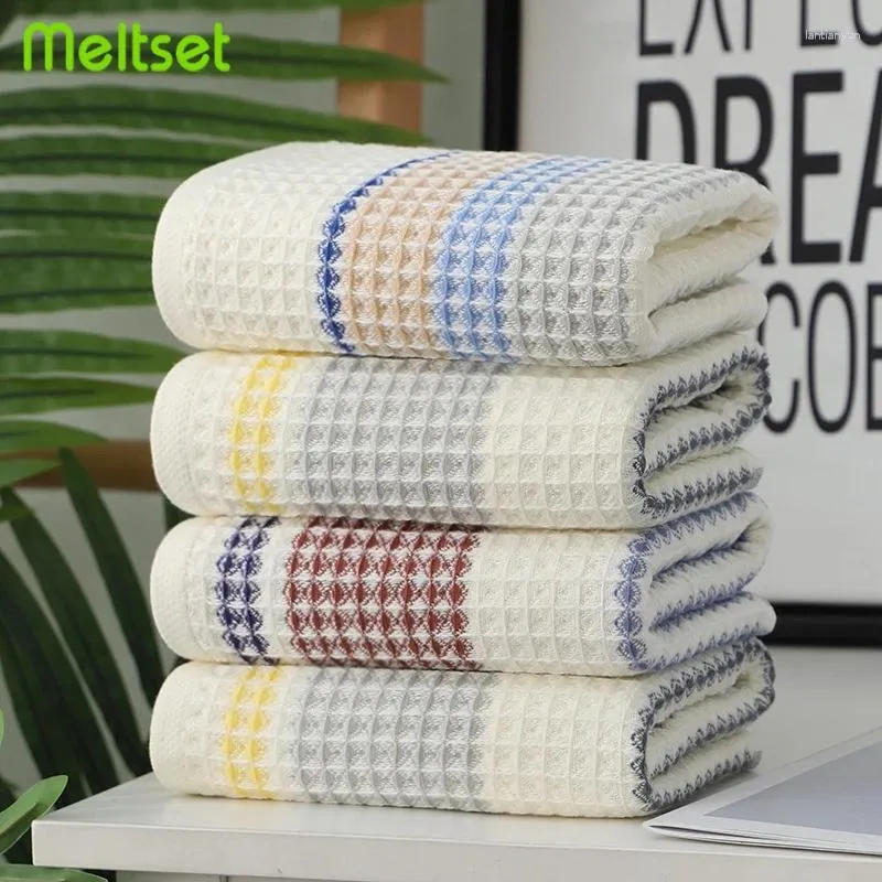 Towel 2 Pcs Cotton Waffle Towels Soft Absorbent Small Square Striped Adult Kids Home Bathroom Face