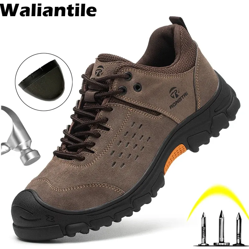 Oxfords Waliantile Security Protective Safetywork Chaussures Men Industrial Soudage Industrial Travail Puncture Proof