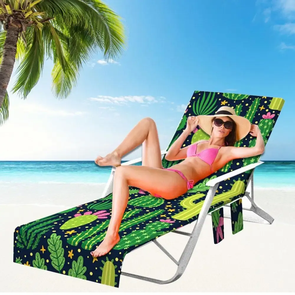 Accessories New Printed Microfiber Sun Lounge Chair Beach Cover Towel Holiday Garden Swimming Pool Bath Towel for Lazy Chair With Pockets