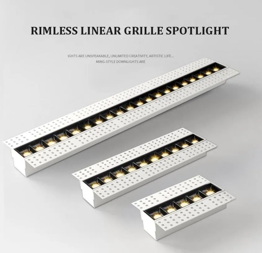 Refletor de grade linear sem aro LED sem design de iluminação principal moderno 5W 10W 20W luminária de instalação magnética embutida 7078824