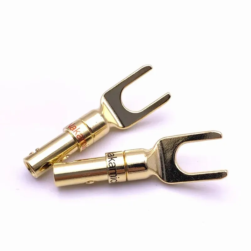 2024 Taiwan Middle Copper Gold Plated Plugs Horn Wire Y-Plug/U-Plug/Högtalare Kabelgummifogning för Taiwan Middle