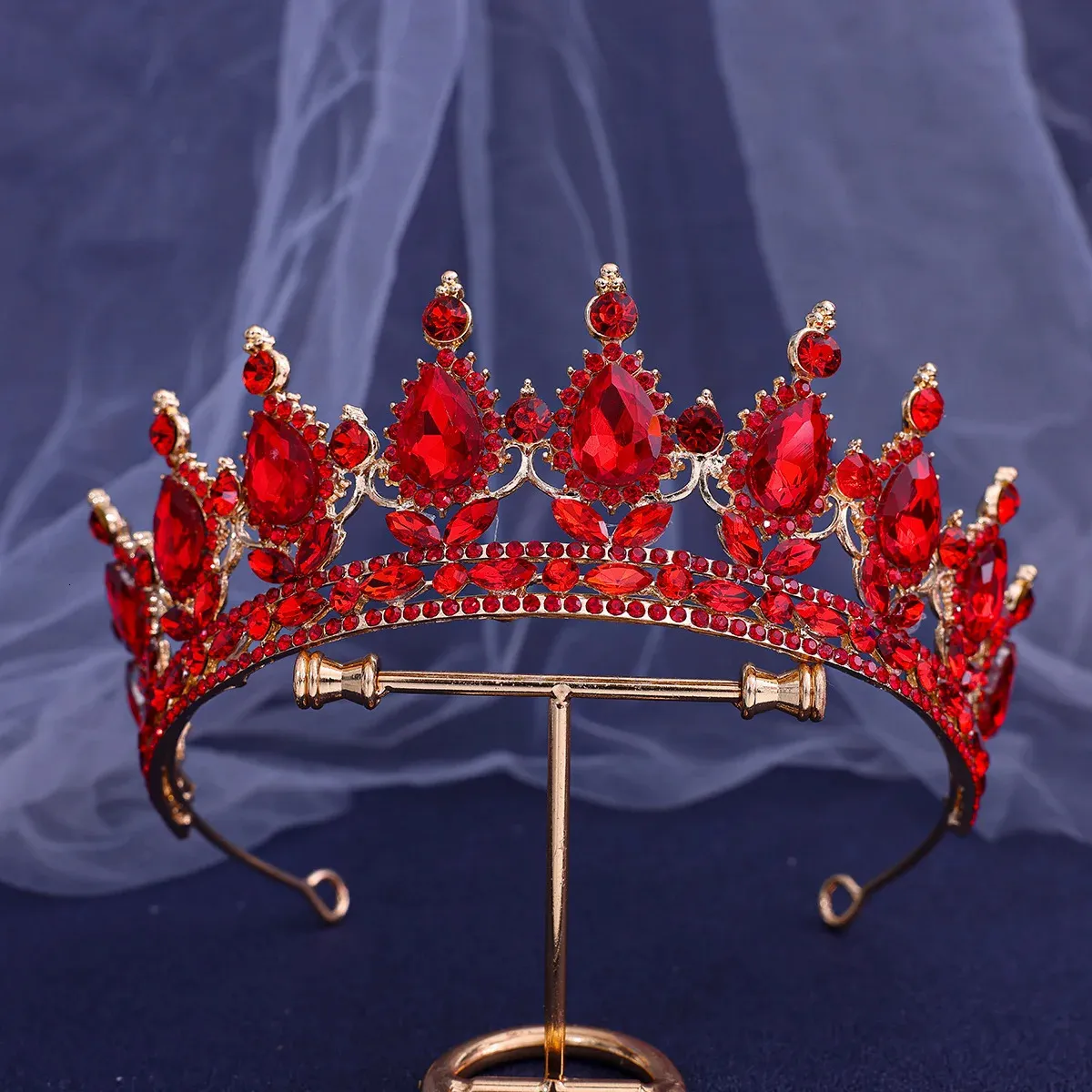 DIEZI Princess Red Crystal Tiara Crown Elegant... From  display picture 1