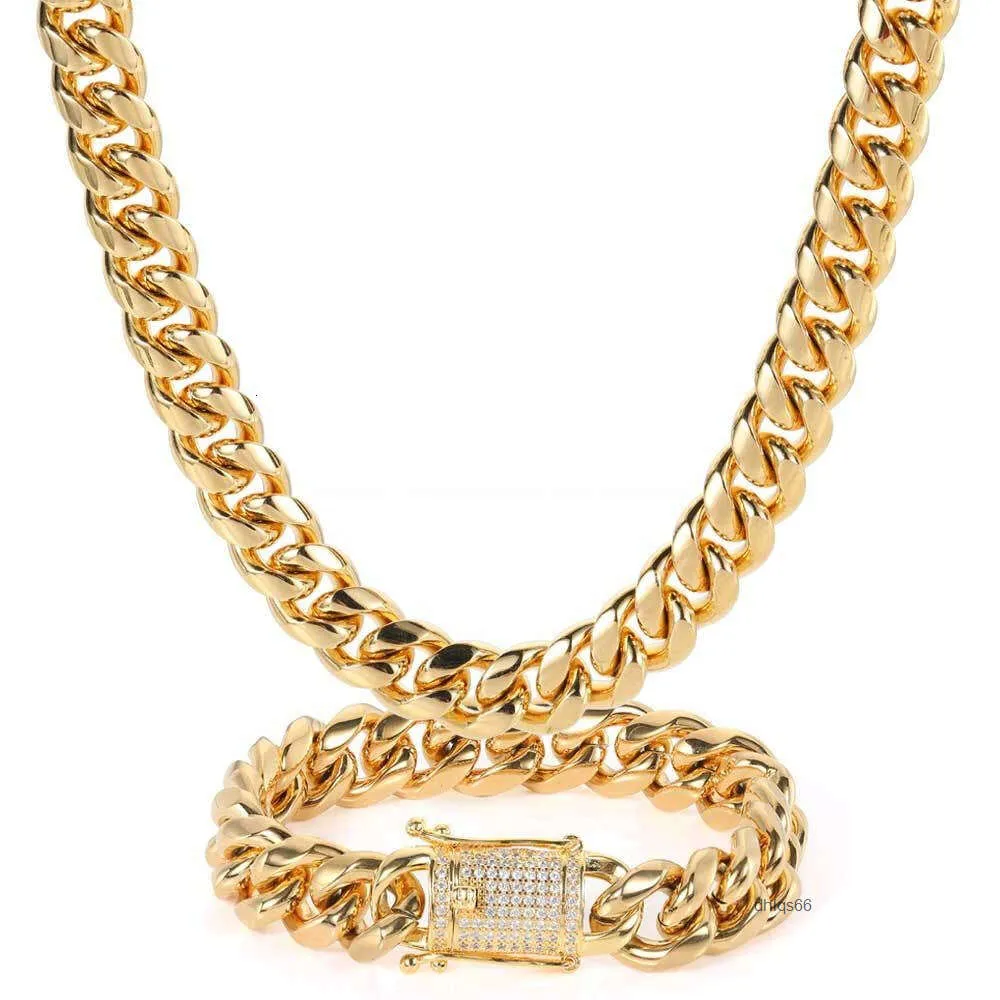 Groothandel mode heren 12 mm hiphop cubaanse link ketting sieraden dames luxe 18k vergulde roestvrijstalen Miami-ketting