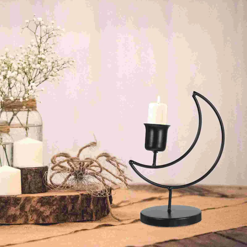 Candle Holders Home Decor Moon Holder Ornaments Creative Iron Candlestick Stand Metal Tealight