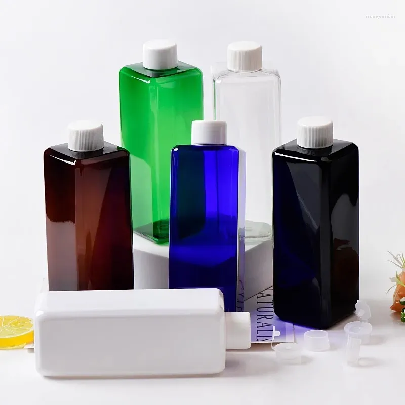 Butelki do przechowywania 20pcs 300 ml puste kwadratowe białe plastik z śrubą żelową szampon szamponowy