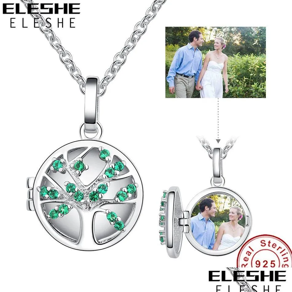 Pendant Necklaces Eleshe Personalized Custom Po Necklace Family Tree 925 Sterling Sier Customized For Women Fashion Drop Delivery Jewe Dhlnb