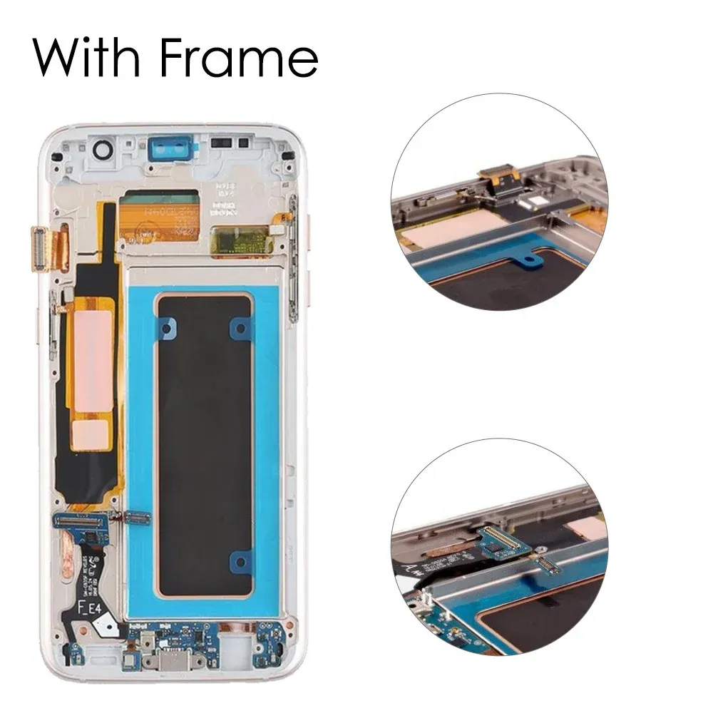 AMOLED LCD-skärm för Samsung Galaxy S7 Edge G935 G935F SM-G935FD LCD-skärm med rampekskärm med Burn Shadow