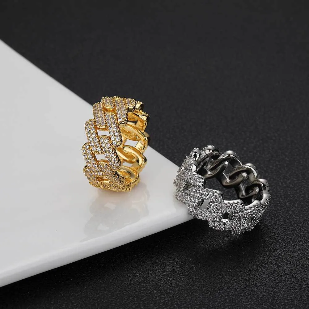 Hip Hop Rap Rhombus Cubain Chain Ring 18K REAL GOLD BIJOURS DE COOL COOD MAN GADE