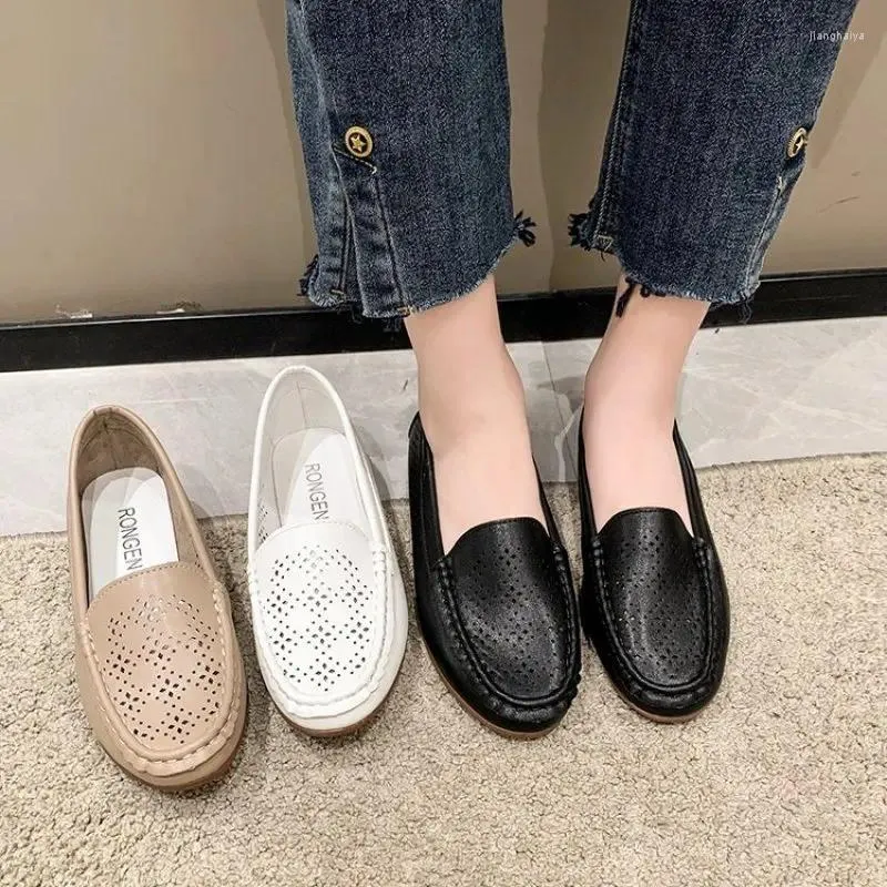 Casual Shoes Women Plat Summer Beef Sendon Bottom Women's Loafers Trend Light Slip On White Sneakers Hollow Out Fashion Plus Siz
