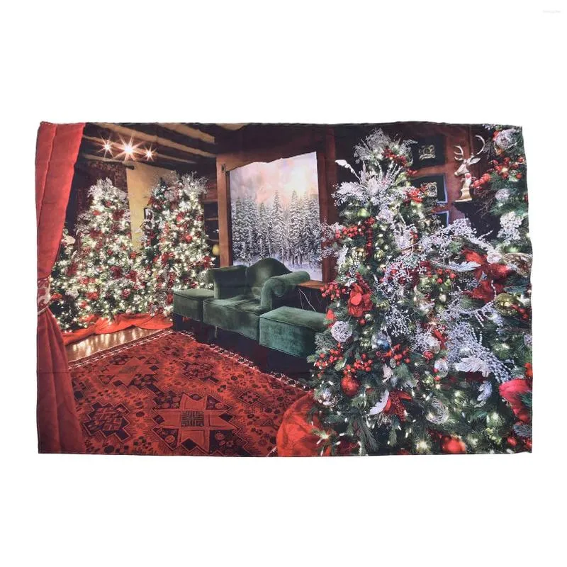 Tapisseries arbre de Noël Tapestry Fenêtre décorative Fibre polyester pour la salle à manger vivant