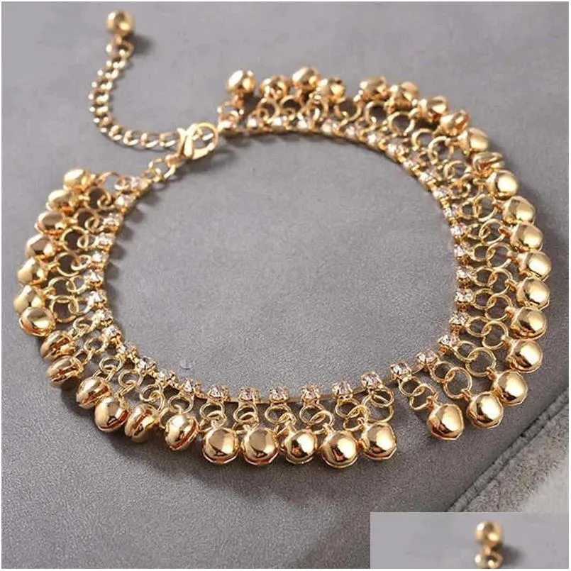 Ankjes vintage persoonlijkheid Goud kleur etnische kwastje bel voor vrouwen meisje strandvoet anklet India sieraden feesten 231025 dro dhgay